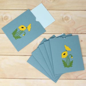 Enveloppes ouvertes coquelicot jaune - Lot de 6 - Boîtier bleu vierge - Emballage de la commande, courrier postal, porte-cartes cadeau, etc. 4 1/4" de haut