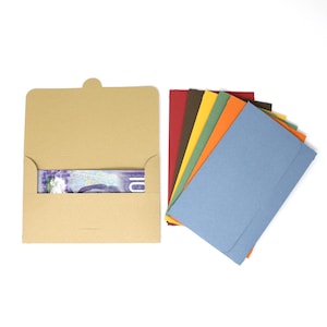 Handmade Rectangle Money Envelopes - Set of 7 Envelopes with Tab Opening - 4 1/2" x 6 3/4" - For Cash, Notes, Gift Cards, etc.