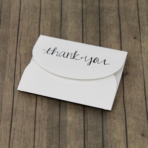 Thank You Note Cards Tri-Fold Opening with Velcro Set of 15 White Card Stock Small Thank You Cards 2 3/4 x 3 1/4 image 1