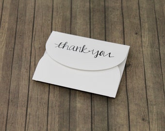 Thank You Note Cards - Tri-Fold Opening with Velcro - Set of 15 - White Card Stock - Small Thank You Cards - 2 3/4" x 3 1/4"