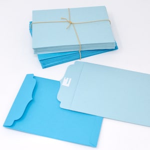Handmade Paper Envelopes - Set of 24 - Lightweight Blue Envelopes with Flap - 4 1/2" x 6" - Holds Business Card, Money, Gift Card, etc.
