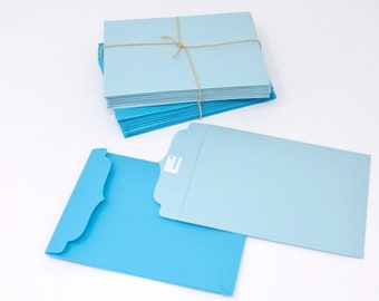 Handmade Paper Envelopes - Set of 24 - Lightweight Blue Envelopes with Flap - 4 1/2" x 6" - Holds Business Card, Money, Gift Card, etc.
