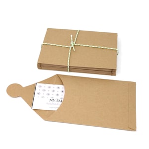 Enveloppes en papier kraft faites main - Lot de 10 enveloppes avec rabat circulaire unique - 3 3/4" x 5 1/4" - Pour cartes de visite, notes, cartes-cadeaux +