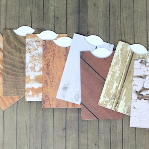 Woodgrain Note Cards - Set of 16 - vintage Wood Patterns - Brown, Grey, White - 4" - Woodsy - Ideal for Writing Notes, Gift Enclosures