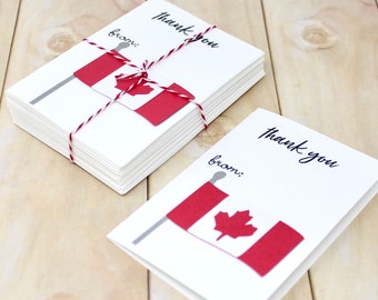 Thank You from Canada - Small Thank You Cards - Set of 15 - Canadian Flag - 3 1/2" x 4" - Ideal for Gift Enclosure, Order Packaging, etc.