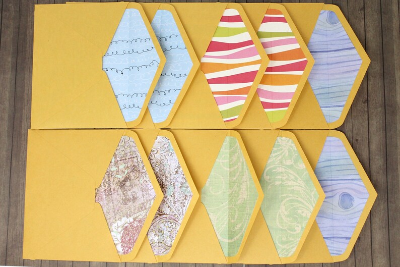 Lined Envelopes Set of 10 with flap Handmade 4 12 x 5 12 Lightweight Kraft Paper Colorful Patterned Modern Paper Linings