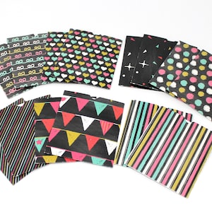 Enveloppes à manches ouvertes avec inserts - Ensemble de 14 - Impressions de style tableau noir - 3 1/2 « x 4 » - Pour cartes-cadeaux, cartes de visite, petits billets