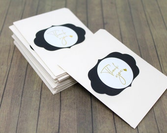 Small Elegant Thank You Cards - Set of 15 - Off-White - 2 3/4" x 3 1/2" - Ideal for Favor Tags, Gift Enclosures, Order Packaging, etc.