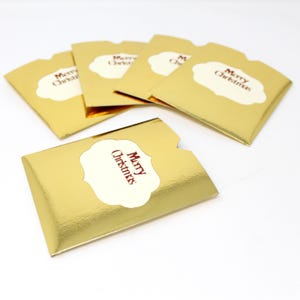 Enveloppes en feuille d'or avec manches ouvertes et encadré Joyeux Noël - Lot de 5 - Emballage des Fêtes, courrier postal, porte-cartes cadeau - 4 7/8"