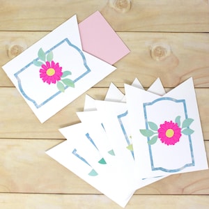 Jolies enveloppes à manches ouvertes avec fleurs roses - Lot de 6 - Boîtier rose vierge - Emballage de commande, courrier postal, porte-cartes cadeau, etc. 4 1/2" de haut
