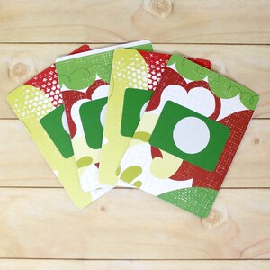 Enveloppes de Noël à poche ouverte - Ensemble de 4 - Rouge et vert - 4" x 5 1/4" - Pour cadeaux de Noël, clients, emballages de commandes de Noël, etc.