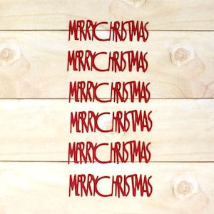 Embellissements joyeux Noël - lot de 6 - rouge - police fine - fournitures d'artisanat de Noël bricolage moderne, salutations découpes - travaux manuels des Fêtes
