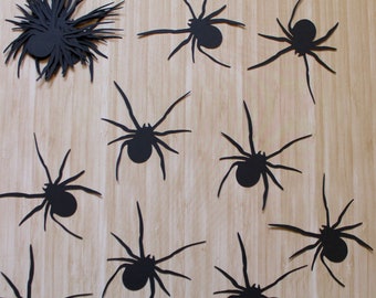 Spiders - 3 Inch Black Spiders, Set of 24, Die Cuts, Embellishments, Spider DIY Crafting