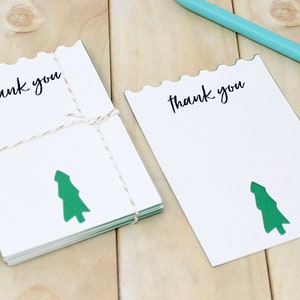 Cartes de notes de remerciement - Ensemble de 15 - Recto-verso - Arbre de Noël vert, cartes de 3 1/4 « x 4 1/2 » - Enceintes cadeaux, emballage de commande, etc.