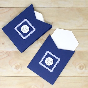 Enveloppes bleu marine à manches ouvertes avec remerciement encadré - Lot de 10 - Boîtier vierge - emballage de commande, courrier postal, porte-cartes cadeau - 5 po.