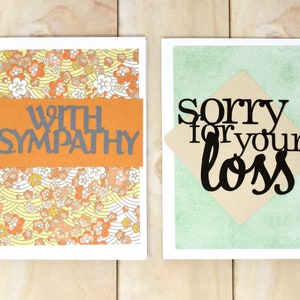 Jeu de cartes de note de 2 - Désolé pour votre perte - Avec sympathie - Cartes de deuil - Floral - Cartes de notes vierges faites à la main avec enveloppes, 4 x 5 1/2 »