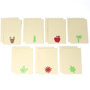 Cartes de correspondance - Lot de 14 - Simple face - Beige - Motifs assortis - 3 1/4" x 4 1/2" - Coffrets cadeaux, emballage de commande, courrier postal