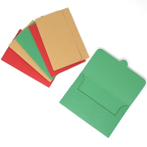 Enveloppes de Noël faites main - Lot de 6 enveloppes avec ouverture par languette - 4 1/4" x 6 1/2" - Pour espèces, billets, cartes-cadeaux, etc.