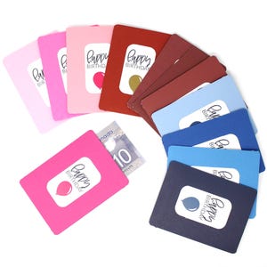 Happy Birthday Open Sleeve Envelopes - Set of 4 - Your Choice of Colour - Blue, Red, or Pink Set - Money or Gift Card Holder, 4 3/4" Tall
