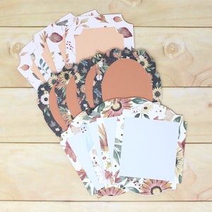 Cartes de correspondance encadrées - Lot de 12 - Simple face - Feuilles d'automne, bordure florale - 3 1/2" x 4 1/2" - Coffrets cadeaux, emballage de commande, courrier postal