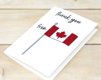 Thank You from Canada - Small Thank You Cards - Set of 15 - Canadian Flag - 3 1/2" x 4" - Ideal for Gift Enclosure, Order Packaging, etc.