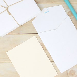 Handmade White Envelopes and Single Sided Ivory Notecard - Set of 10 - 3 1/2" x 4 1/2" - Holds Business Card, Thank You Note, etc.