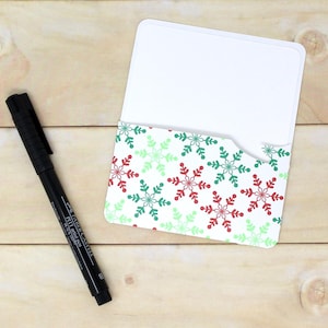 Enveloppes bulles ouvertes avec poche flocon de neige - Lot de 6 - Rouge, blanc, vert - 10 x 15 cm - Noël - Porte-cartes, emballage de commande, etc.