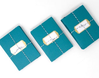 Teal Envelopes with Fastener - Set of 30 - White and Gold Label - Perfect for Small Notes, Gifts Cards, Order Packaging, etc. 4 3/4" Tall