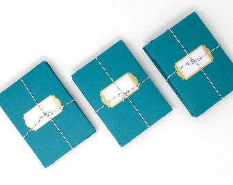 Teal Velcro Closure Envelopes - Set of 30 - White and Gold Label - Perfect for Small Notes, Gifts Cards, Order Packaging, etc. 4 3/4" Tall