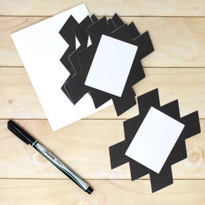 Cartes de correspondance recto avec enveloppes - Lot de 4 - Noir et blanc - Bordure losange - 3 3/4" x 4 3/4" - Cartes - Posté par les clients, emballage de commande