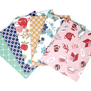 Enveloppes à poche ouverte - Lot de 6 - Lori Holt Cookbook for Riley Blake Designs - 4" x 5" - Pour l'artisanat, les cadeaux, l'emballage de commande, etc.