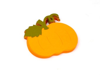 Orange Pumpkins - Set of 12 Embellishments or Table Decor - 2 3/4" Die Cuts for Scrapbooking, Greeting Cards, Thanksgiving, Halloween, etc.