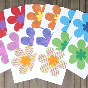 Flower Note Cards - Set de 14 - Assortiment de fleurs colorées, arc-en-ciel - 4x4 » - Joli ensemble de cartes postales d’escargot, pièces jointes cadeaux ou commandes