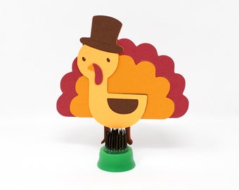 Thanksgiving Turkeys - Set of 12 Embellishments or Table Decor - 3 1/2" Die Cuts for Scrapbooking, Thanksgiving Decoration, Name Tags, etc.