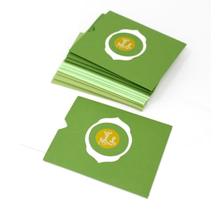 Open Sleeve Green Envelopes - Set of 15 - 3 3/4" x 4 1/4" - Thank You - White Inserts - For Customers, Order Packaging, etc.
