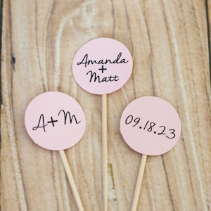 Personalized Dot Cupcake Toppers: Script Names, Initials, Date