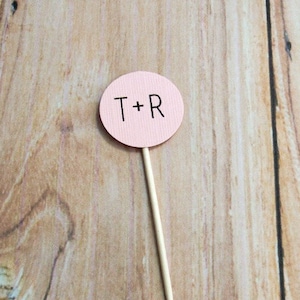 Pick Your Colors! - Personalized Dot Cupcake Toppers Initials Date, Rustic Kraft Circle Bridal Shower, Birthday Party Baby Shower Favor