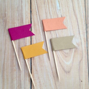 Escolha suas cores! Bandeiras simples - SEM TEXTO ADICIONADO - Faixa de cupcake de casamento, faixa de festa de aniversário, flâmula de sobremesa, faixa de bandeira de cores personalizadas