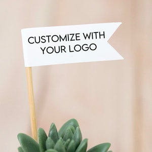 Custom Logo Cupcake Toppers - Flags Printed With Your Company/Brand Logo