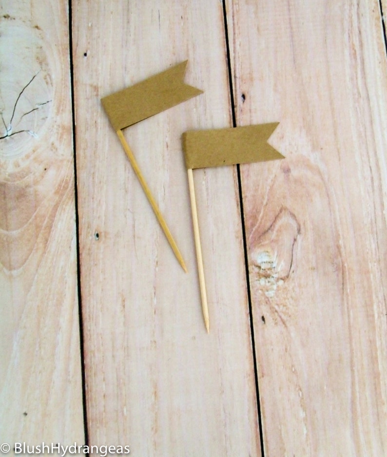 Plain Kraft Paper Flag Cupcake Toppers Rustic Kraft Cupcake Etsy