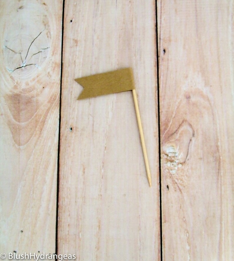 Plain Kraft Paper Flag Cupcake Toppers Rustic Kraft Cupcake Etsy