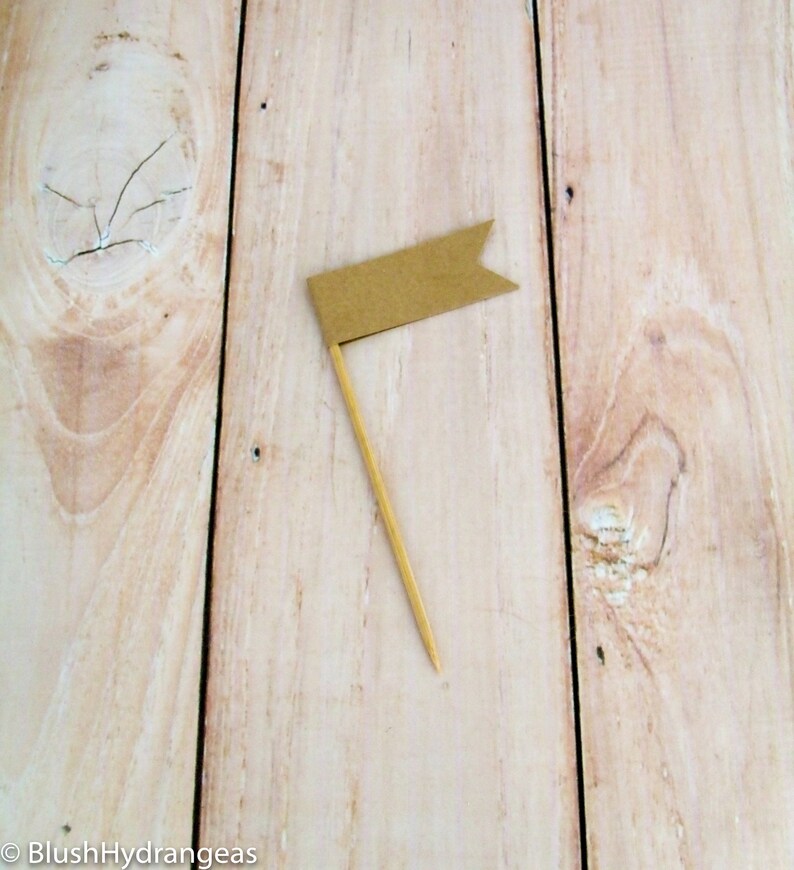 Plain Kraft Paper Flag Cupcake Toppers Rustic Kraft Cupcake Etsy