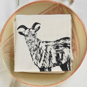 Goat Napkins - Set of 4 - Organic Cotton - Tablescape - Cloth Napkins  - Eco Friendly - Tabletop Decor - Linens - Washable - Farmhouse Decor