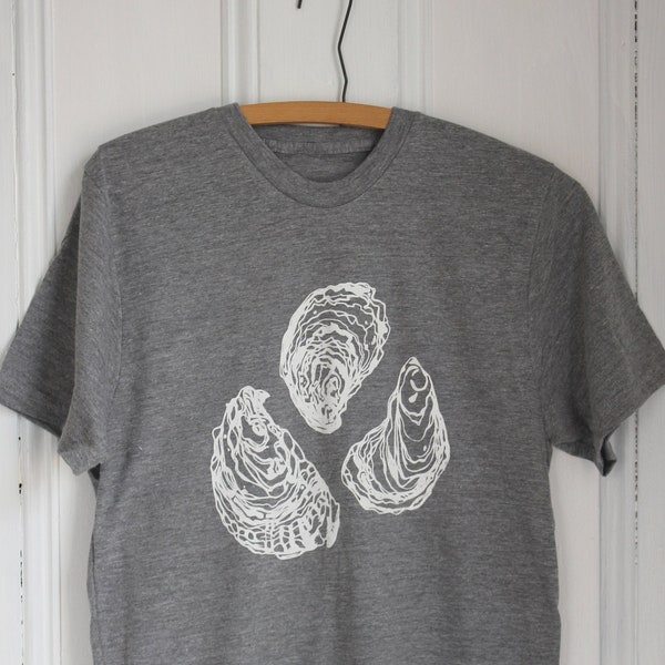 Mens Oyster T Shirt - Organic - Tri-Blend - Hand Screen Print - Men's T-Shirts - Graphic T-shirt - Slow Fashion - Eco Fashion - Oyster Print