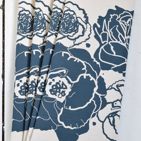 Peony Blossom Napkins - Set of 4 - Organic Cotton - Navy Blue - Tablescape - Cloth Napkins - Tabletop Decor - Large Floral - Abstract Print