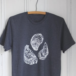 Mens Oyster T Shirt - Organic - Tri-Blend - Hand Screen Print - Men's T-Shirts - Graphic T-shirt - Slow Fashion - Eco Fashion - Oyster Print