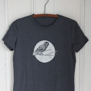 Mens Owl T Shirt - Organic - Owl Tee - Tri-Blend - Bird Print - Men's T-Shirts