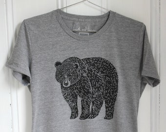 Mens T Shirt - Organic - Bear Tee - Tri-Blend - Men's T-Shirts - Graphic T-shirt - Grey - Slow Fashion - Papa Bear Shirt
