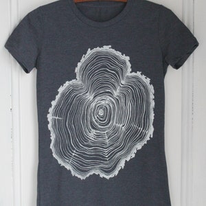 Mens Tree Ring T Shirt - Organic - Woodcut Tee - Tri-Blend - Tree Print - Men's T-Shirts - Dad Gift - Arborist - Forest Print - Growth Rings