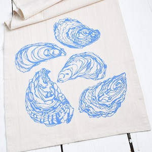 Tea Towel - Oyster Shells - Organic Cotton - Screen Printed - Flour Sack Towel - Eco Friendly Kitchen Towels - Unpaper Towels - Nautical